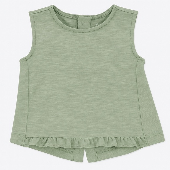 Sage Cotton Tank Top with Ruffle Trim - Picture 1 of 6